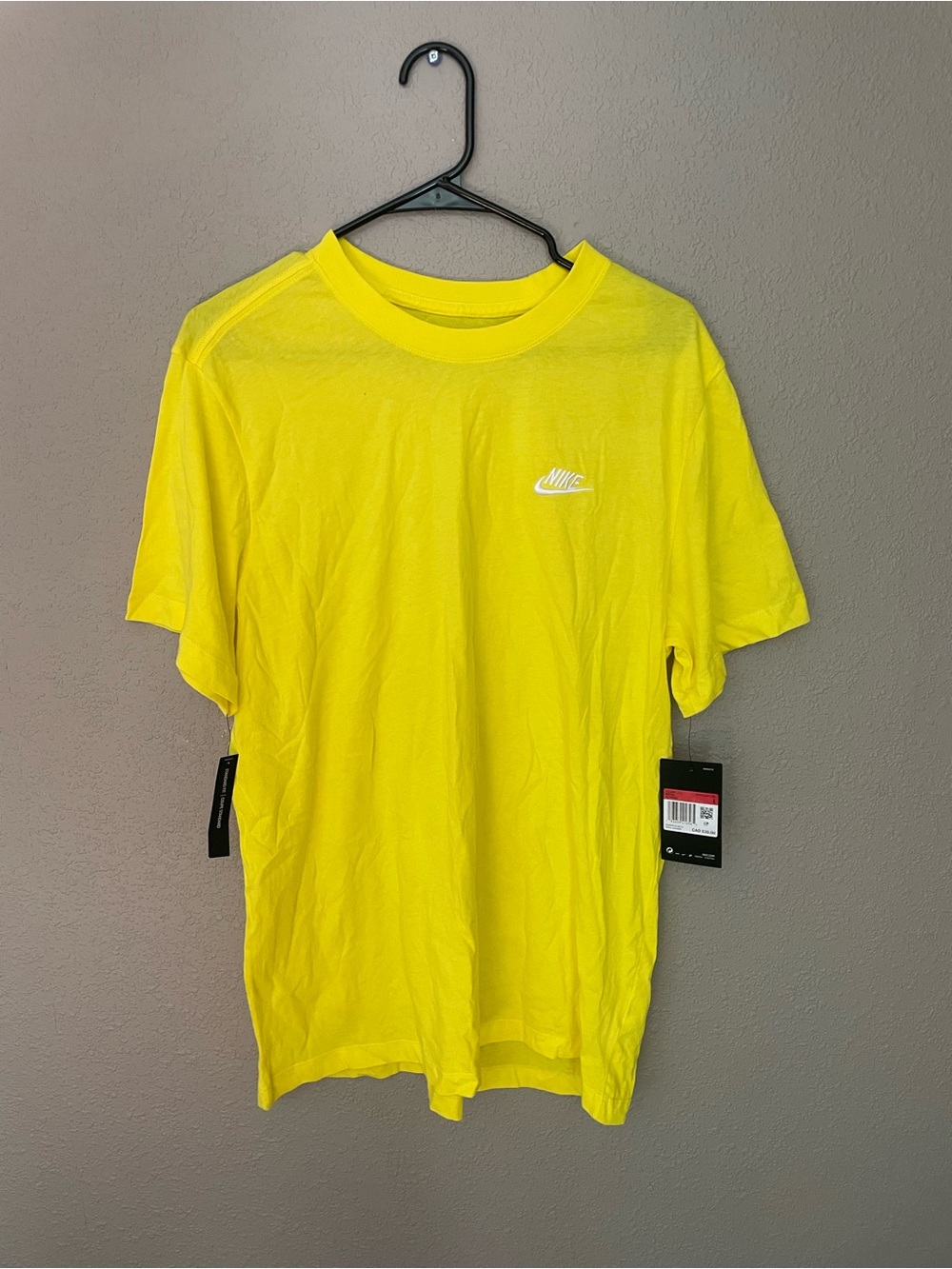 Nike Men's Bright Yellow Short Sleeve Crew Tee with White Swoosh